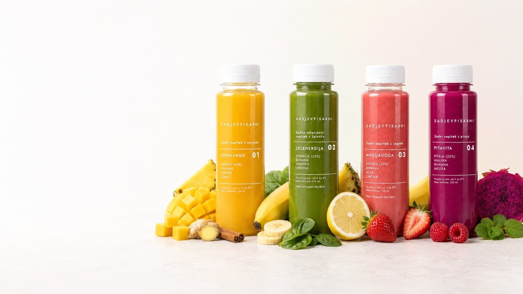 Smoothiji Sadjevpisarni: Gurmango, Zelenergija, Magijagoda in Pitavita s sadjem